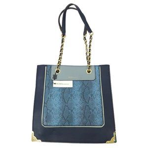 BCBGeneration Morgan Tote Purse 2 Tone Snake Print Gold Tone Chain Straps NEW
